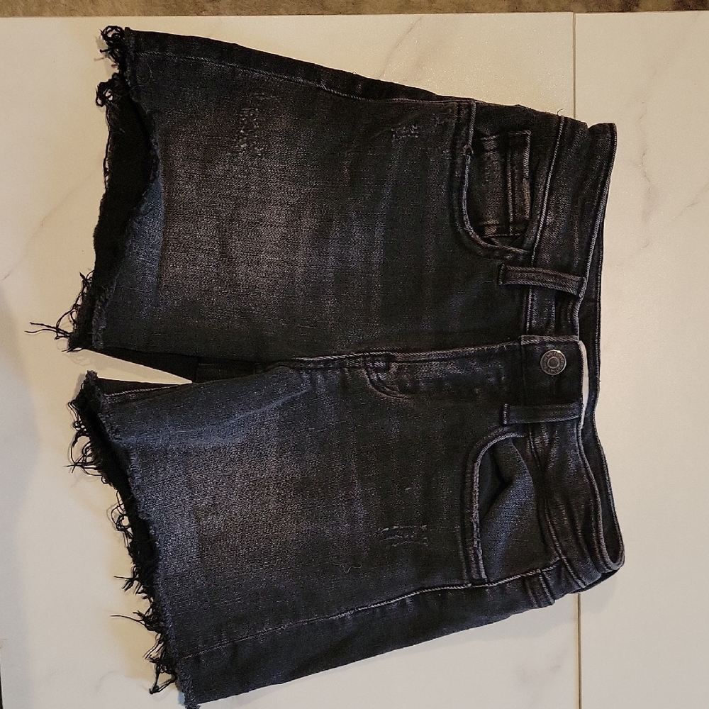 Flying Monkey Black Jean Shorts Distressed Frayed Hem